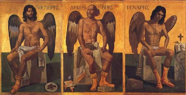 ... και από τη σειρά με τους «μήνες» (1972). Στην θέση του «Δεκέμβρη» τοποθετεί τον εαυτό του.