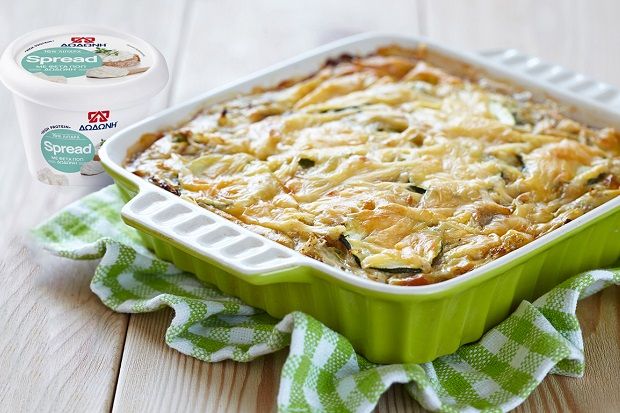 Πίτα χωρίς φύλλο με κολοκύθι, πατάτα και ΔΩΔΩΝΗ spread