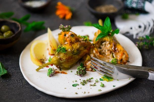 Κολοκυθοανθοί γεμιστοί με ρύζι