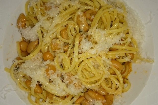 Λινγκουίνι με φασόλια