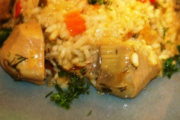 Πιλάφι με αγκινάρες Τήνου