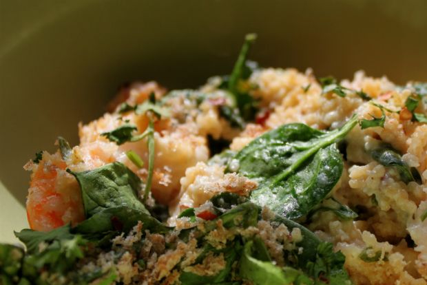 Τα υγιεινά: Φαγόπυρο με σπανάκι και γαρίδες