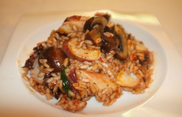 Θερινό ριζότο με θράψαλα Ατλαντικού και μανιτάρια